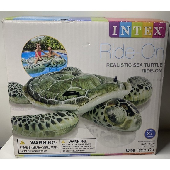 Intex Realistic Sea Turtle Inflatable Ride-On Float with Handles | (Open Box) - Picture 1 of 9